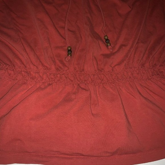 Croft & Barrow Womens Boho Top Size L Rust Embroidered Sequins Beads Elastic - Picture 3 of 7